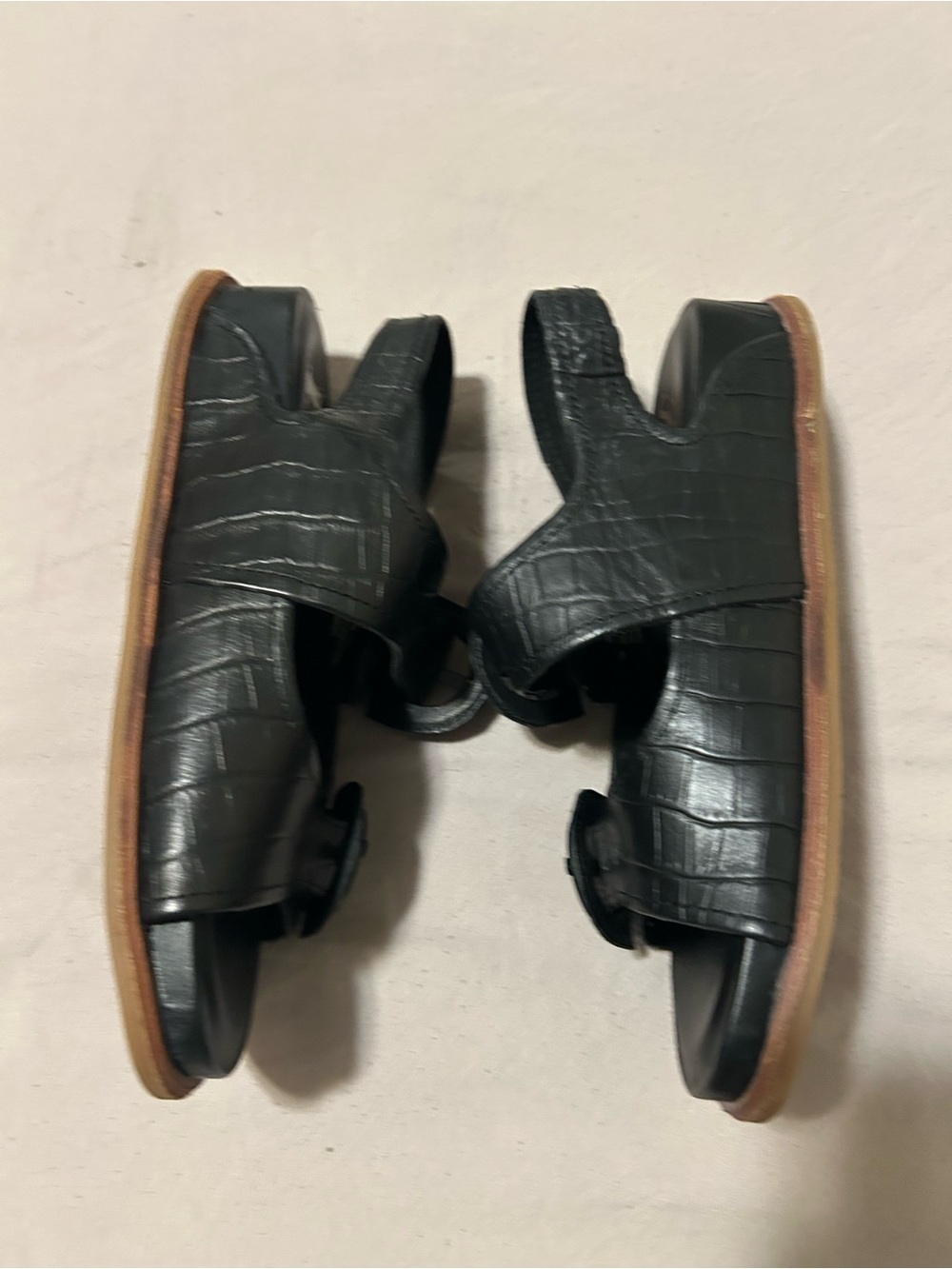 Sofft Black Croc-Embossed Double Buckle Slingback Sandals - Picture 7 of 8